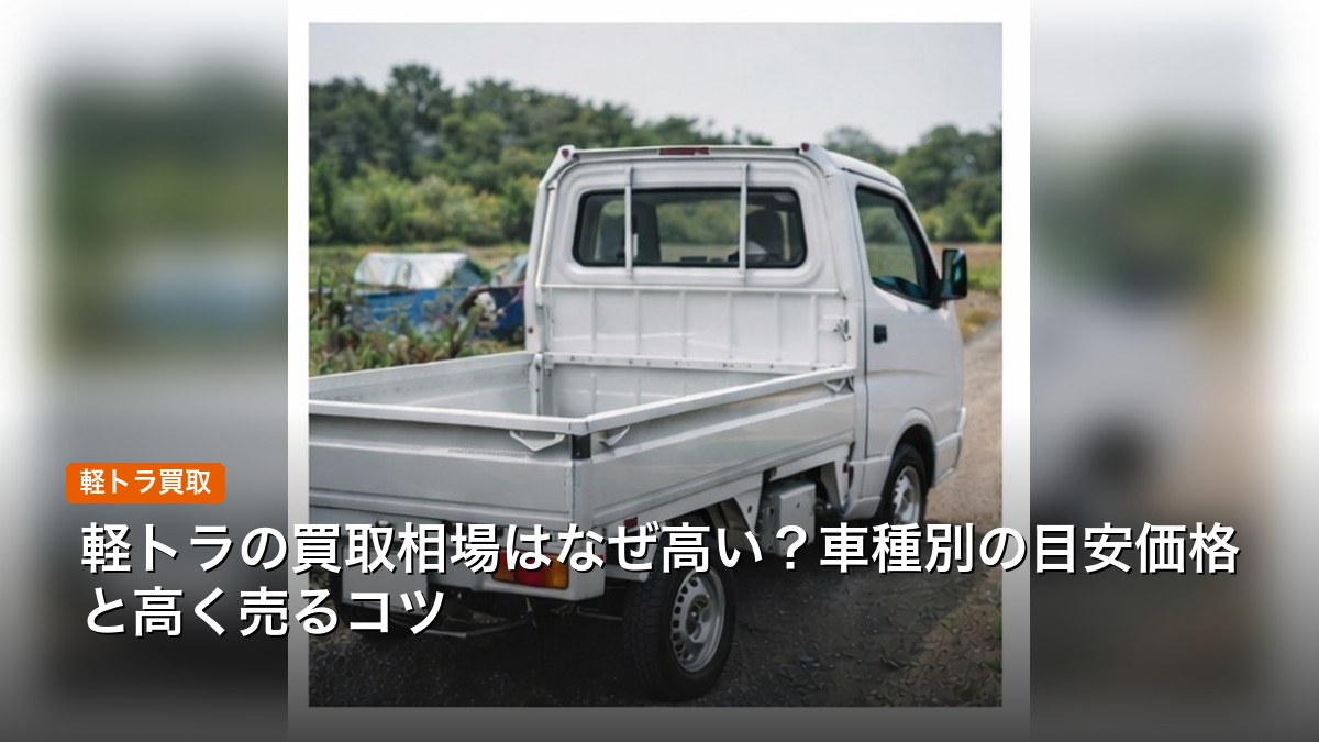 軽トラの買取相場はなぜ高い？車種別の目安価格と高く売るコツを解説